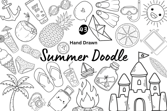 43 Hand Drawn Summer Vacation Doodles: Your Creative Toolkit