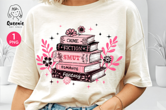 Charming Floral Book Stack Retro Bookish Reading Designs