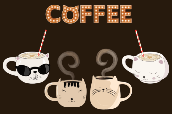 Coffee Cat Clipart Bundle: Purr-fect Visuals for Your Projects