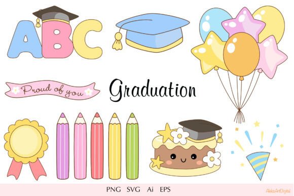 Cute Graduation Clipart: Kawaii School Charm for Your Projects