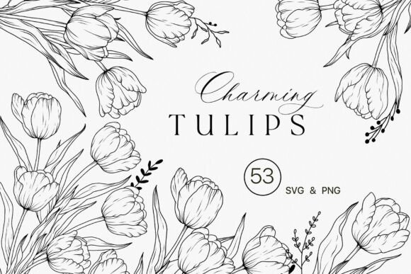 Elegant Tulip Flower Line Art Clipart SVG: A Designer's Toolkit