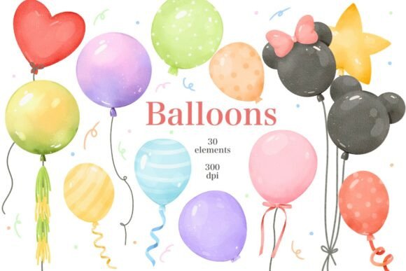 Elevate Your Designs with Watercolor Balloons Clipart