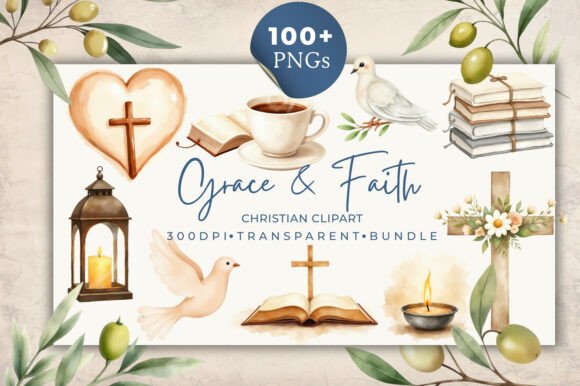 Grace & Faith Christian Clipart Bundle: A Watercolor Toolkit for Meaningful Design