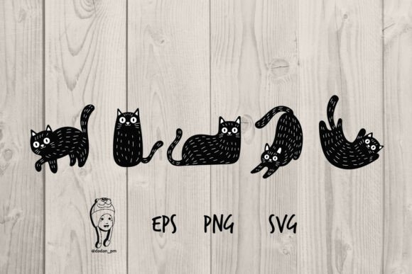 Hand-Drawn Black Cat: Whimsical Charm for Your Creative Projects