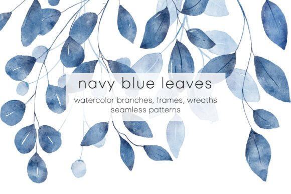 Navy Blue Leaves Watercolor Set: A Designer's Guide to Botanical Elegance