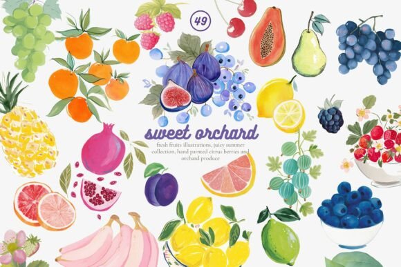 Orchard-Fresh Design: Using the Fruit Watercolor Clipart Set