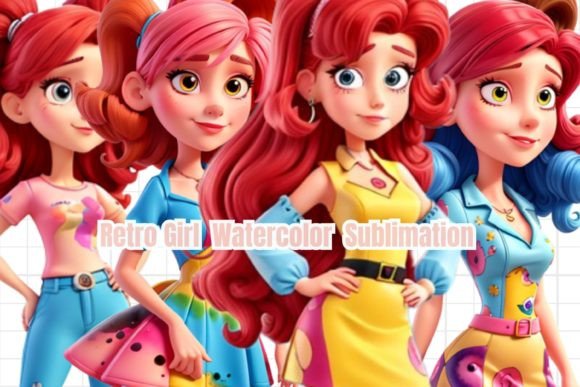 Unleashing Vintage Charm with Retro Girl Watercolor Sublimation