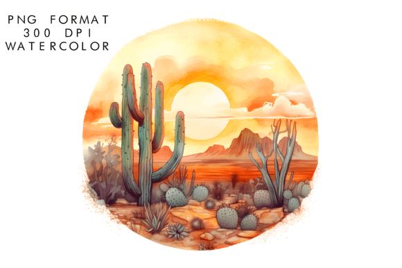 Watercolor Cactus Sunset Sublimation: Your Go-To Design Asset
