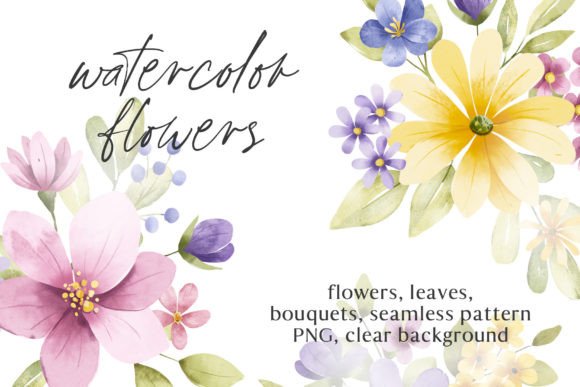 Watercolor Flowers and Leaves Set: A Designer's Go-To Asset