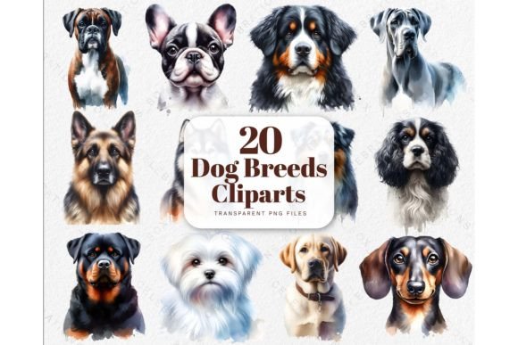 Watercolor Puppy Dogs Breeds PNG Clipart