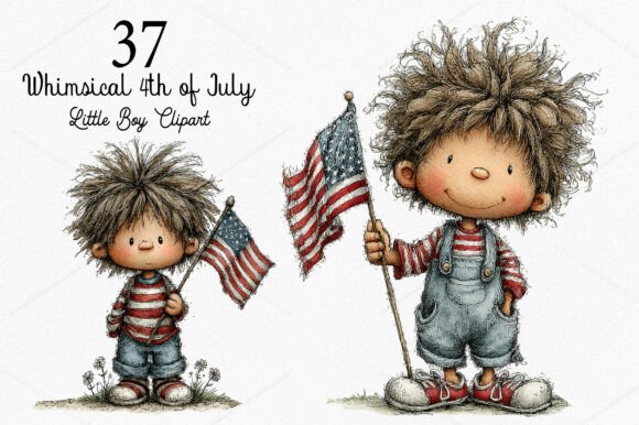 Whimsical 4th of July Little Boy Clipart: A Designer's Guide to Nostalgic Americana